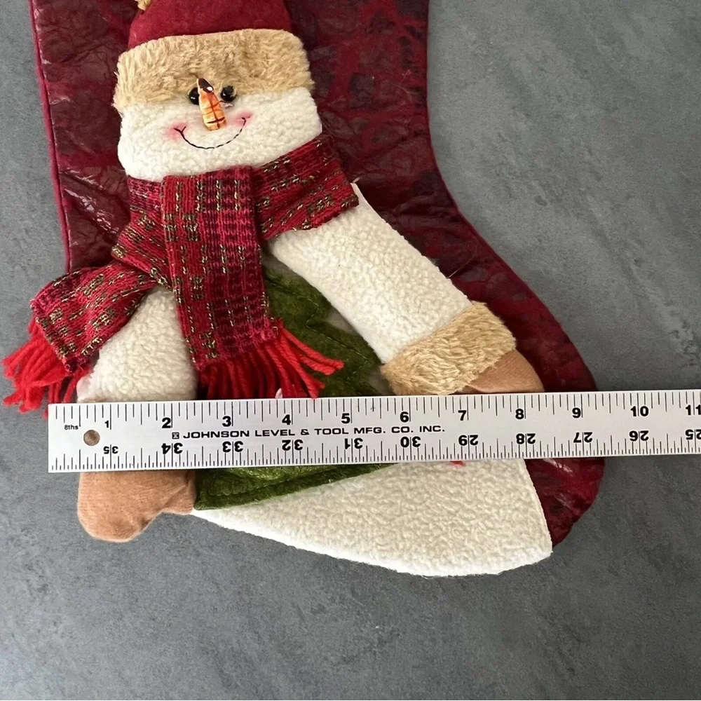 NEW Quality Detailed Fleece Snowman Merry Christmas With Scarf Stocking 17 x 9.5